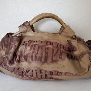 Loewe Leather Handbag Hobo Purse Bucket Brown Tan balloon puzzle camo beige dyed